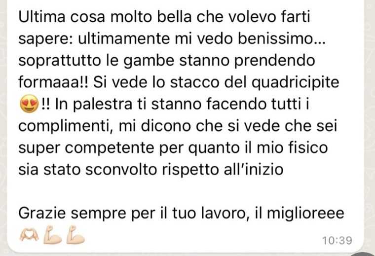 Messaggio di una cliente