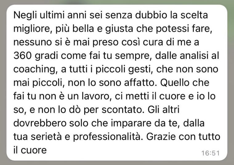 Messaggio di una cliente