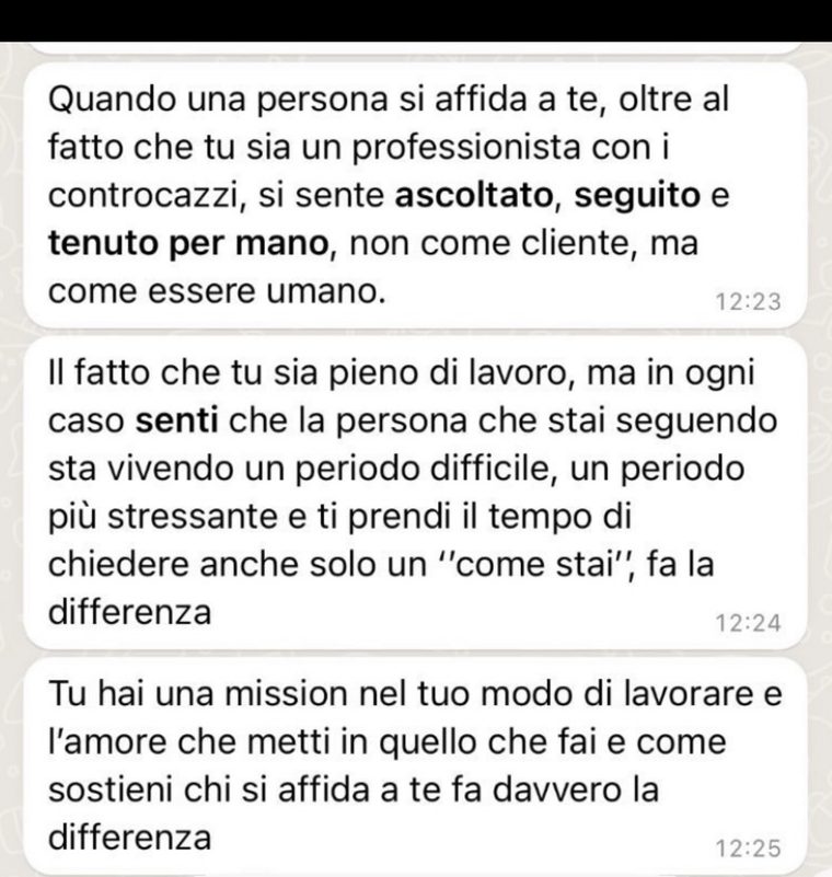 Messaggio di una cliente